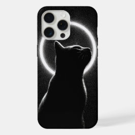 Zwarte Katten Maan Halo Hoesje voor Telefoon iPhone 15 Pro Max Case