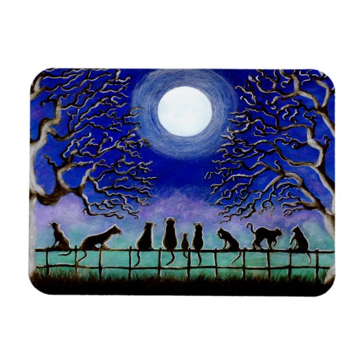 Zwarte katten magneet "Nine Tails" (Horizontaal)