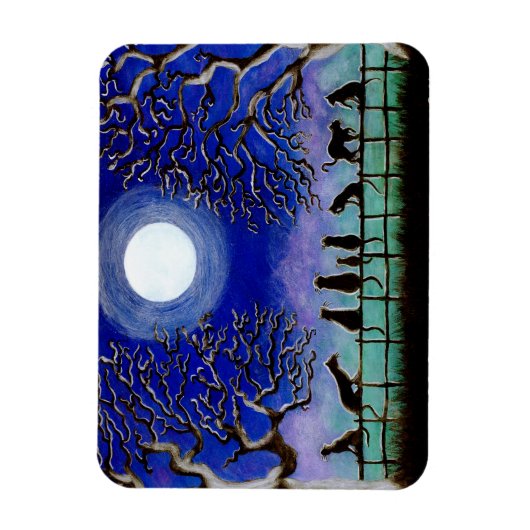 Zwarte katten magneet "Nine Tails" (Verticaal)