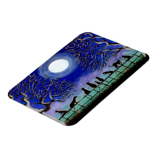 Zwarte katten magneet "Nine Tails" (Linkerzijde)