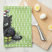 Zwarte katten maken onheil Kerstmis Theedoek (Quarter Fold)