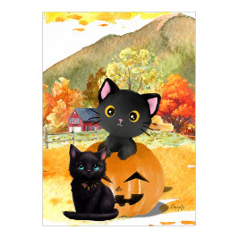 Zwarte katten “Mama en ik” muurposter Poster
