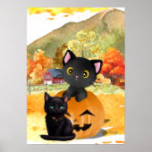 Zwarte katten “Mama en ik” muurposter Poster (Voorkant)