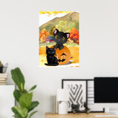 Zwarte katten “Mama en ik” muurposter Poster (Thuiskantoor)
