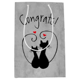 Zwarte katten met hart medium cadeauzakje