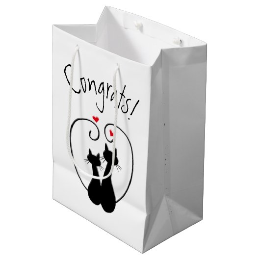 Zwarte katten met hart medium cadeauzakje (Voorkant Gekanteld)