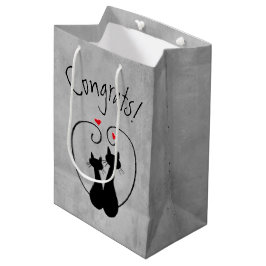 Zwarte katten met harten medium cadeauzakje