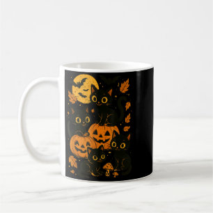 Zwarte katten met Jack O Lanterns maan en vleermui Koffiemok