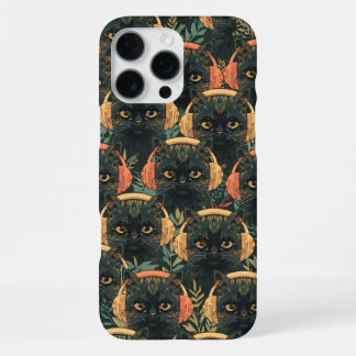 Zwarte katten met koptelefoons muziek liefhebber c iPhone 16 pro max hoesje