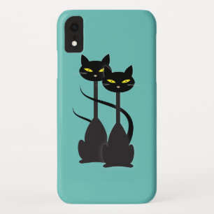 Zwarte katten met lange nekken Case-Mate iPhone case