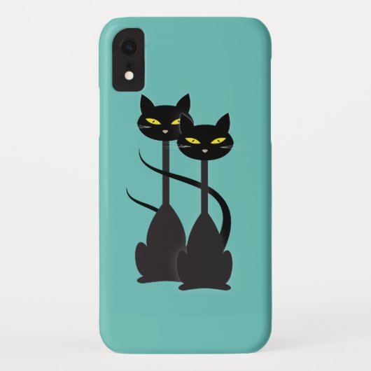 Zwarte katten met lange nekken Case-Mate iPhone case (Achterkant)