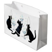 Zwarte Katten met Martinis Gift Bag Groot Cadeauzakje (Achterkant Gekanteld)