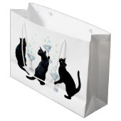 Zwarte Katten met Martinis Gift Bag Groot Cadeauzakje (Voorkant Gekanteld)