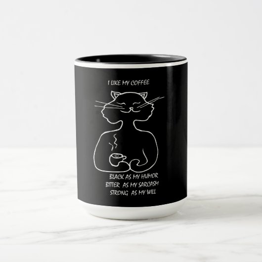 Zwarte katten met mok voor gebrande koffie (Midden)