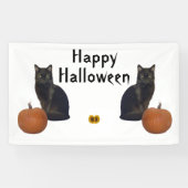 Zwarte katten met pompoenen en zonnebloemen spandoek (Horizontaal)