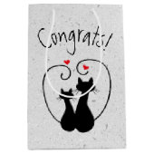 Zwarte katten met rood hart medium cadeauzakje (Voorkant)