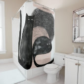 Zwarte katten minimalistische illustratie, kat mod douchegordijn (In situ)