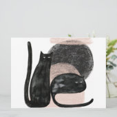 Zwarte katten minimalistische illustratie, kat mod kaart (Staand voorkant)