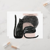 Zwarte katten minimalistische illustratie, kat mod kaart (Voorkant / Achterkant in situ)