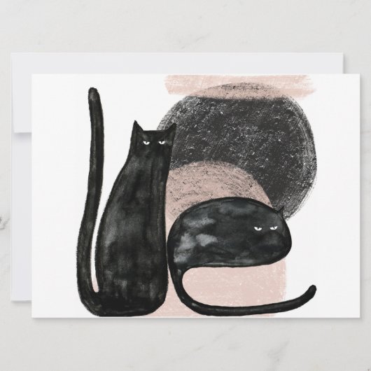 Zwarte katten minimalistische illustratie, kat mod kaart (Voorkant)