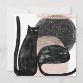 Zwarte katten minimalistische illustratie, kat mod kaart (Voorkant)