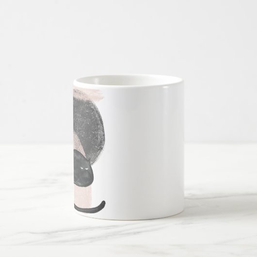 Zwarte katten minimalistische illustratie, kat mod koffiemok (Center)