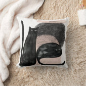 Zwarte katten minimalistische illustratie, kat mod kussen (Deken)