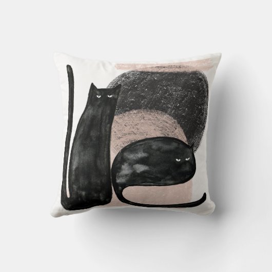 Zwarte katten minimalistische illustratie, kat mod kussen (Achterkant)