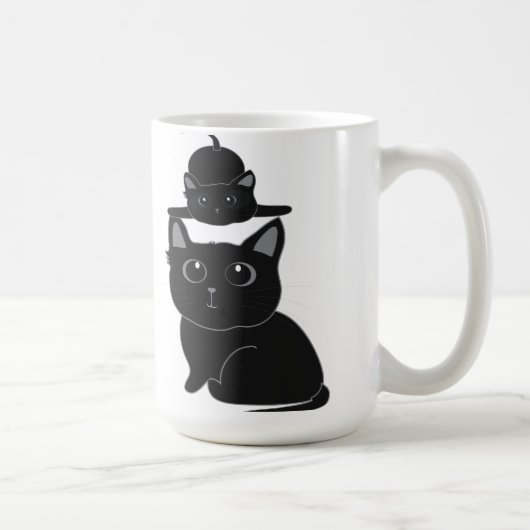 zwarte katten, moeder en kind koffiemok (Rechts)
