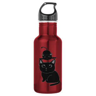 zwarte katten, moeder en kind waterfles 