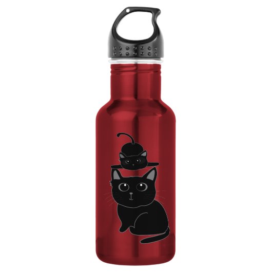 zwarte katten, moeder en kind waterfles  (Voorkant)