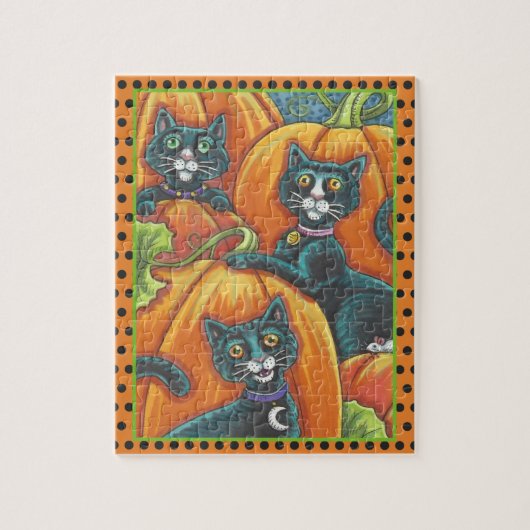ZWARTE KATTEN, MUIS, POMPOENVELD HALLOWEEN PUZZEL (Verticaal)
