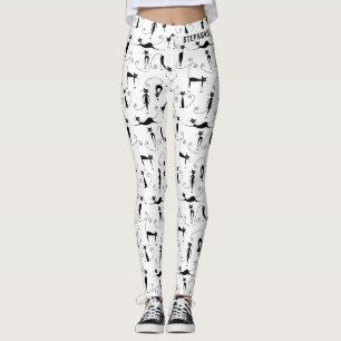 Zwarte Katten Naadloos Patroon Aangepaste Naam Leggings