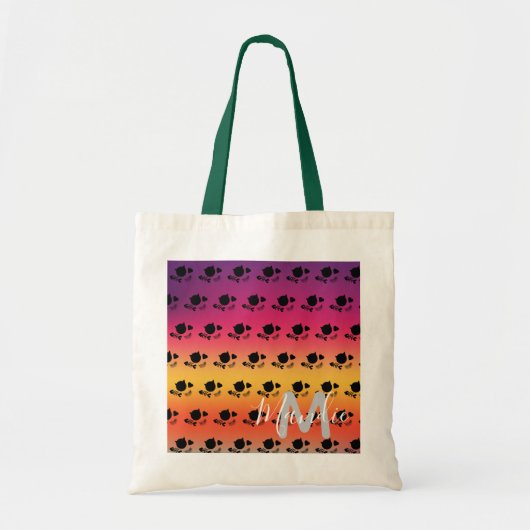 Zwarte katten Ombre Rainbow Name Library Boeken Tote Bag (Voorkant)