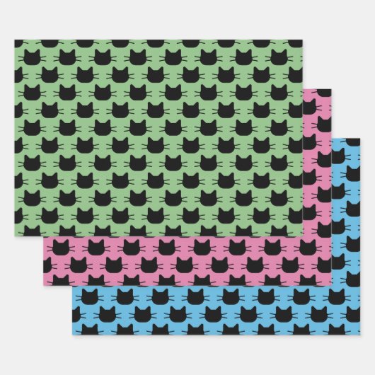 Zwarte katten Ontwerpverlooppapierset voor zwarte  Inpakpapier Vel (Set)
