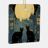 Zwarte katten op een dak keramisch ornament (Rechts)