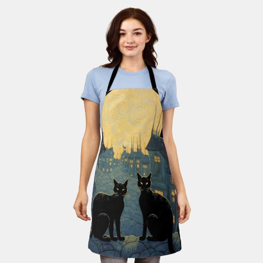 Zwarte katten op een dak schort (Gedragen)