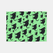 Zwarte katten op een groene achtergrond fleece deken (Voorkant (Horizontaal))