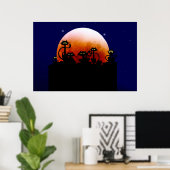 Zwarte katten op een hek-Poster Poster (Thuiskantoor)