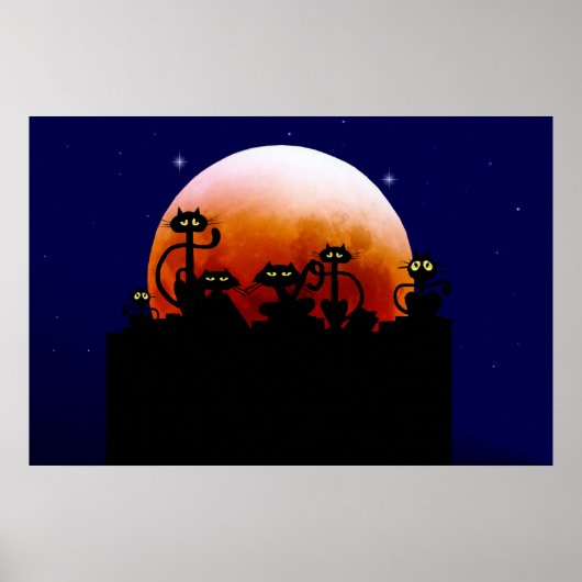 Zwarte katten op een hek-Poster Poster (Voorkant)