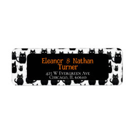 Zwarte katten op maat Halloween Etiket