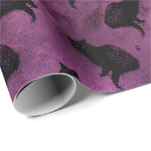 Zwarte katten op Paars Cadeaupapier (Rol Hoek)