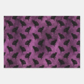 Zwarte katten op Paars Inpakpapier Vel (Voorkant)