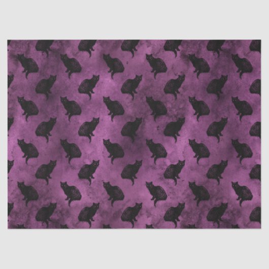 Zwarte katten op Paarse ontkoppeling Tissuepapier (Voorkant)