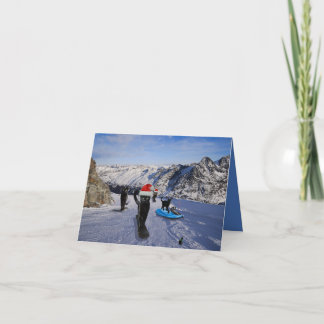 Zwarte katten op snowboards opgevouwen wenskaart kaart