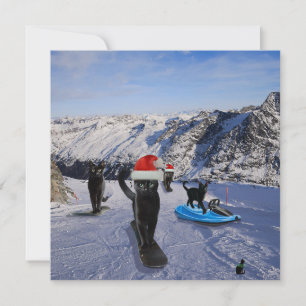 Zwarte katten op snowboards Vouwkaart Kaart