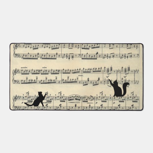 Zwarte katten op vel muziek bureaumat (Voorkant)