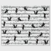 Zwarte katten op vel muziek cadeaupapier (Vlak)