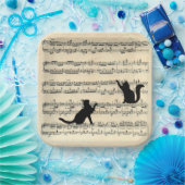 Zwarte katten op vel muziek papieren bordje (Feest)