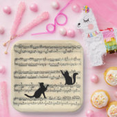 Zwarte katten op vel muziek papieren bordje (Feest)